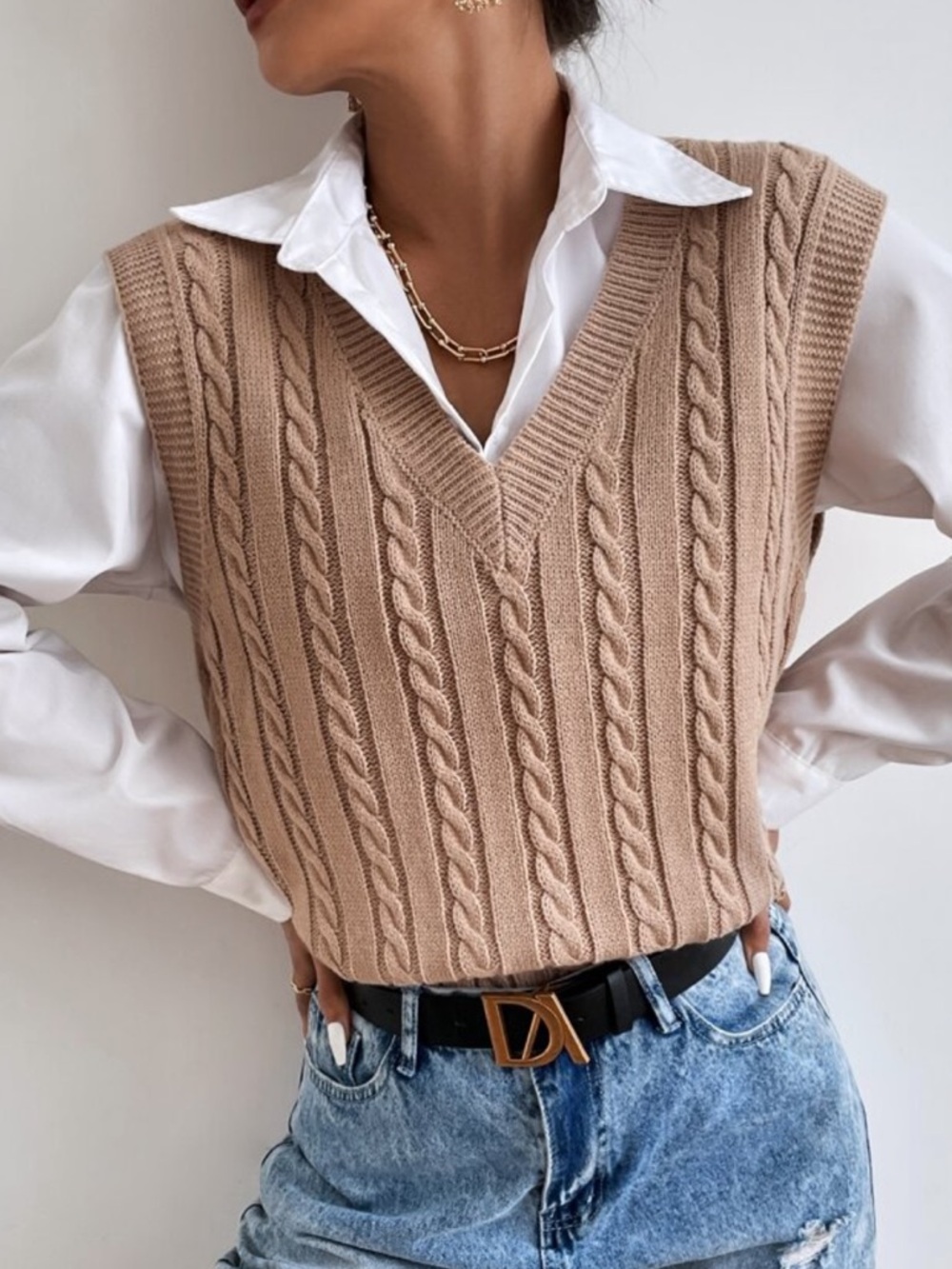 Cable Knit Sweater Vest